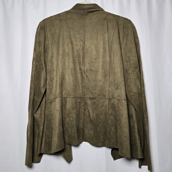 Bagatelle Women's Winter Olive Green Draped Faux Suede Jacket Size 1X - Picture 5 of 16